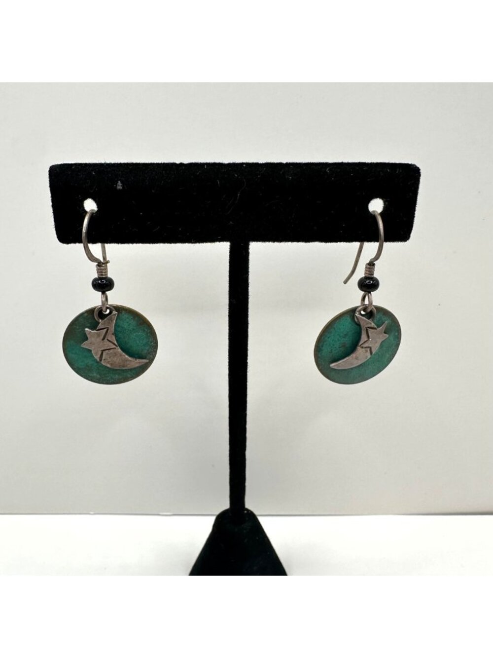 Far Fetched Sterling Silver Mexico Moon Star Celestial Dangle Earrings Artsy